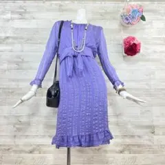 jun ashida シルクアンサンブルワンピース S 紫 長袖 ミモレ丈