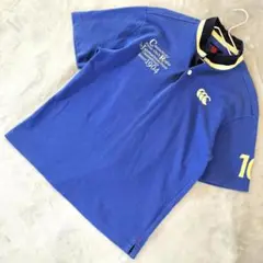 canterbury メンズ ポロシャツ 刺しゅうロゴ 半袖 ブルー サイズM