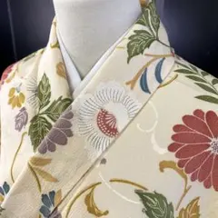【和】10982r 着物 小紋 花文様 残布付き