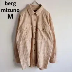 4619ミズノBERG【極美品】日本製　チェック柄シャツ　ブレスサーモ混　登山