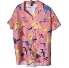 SHEIN アロハシャツ 恐竜イラスト柄