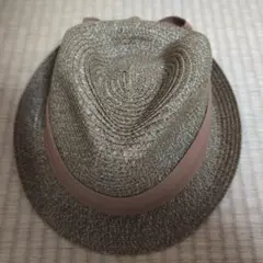 ベージュストローフェドーラハット