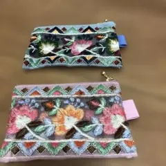 刺繍デザイン マルチケース 2点セット