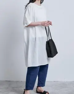 空羽織Ｔシャツチュニック ホワイト