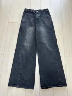 WYM LIDNM CURVED FLARE DENIM SLACKS