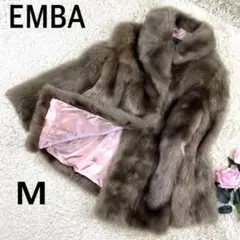 【人気サイズ】EMBA エンバ ファーコート M 毛皮 ベージュ 裏地 ピンク