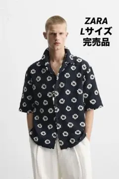 ZARA ザラ テクスチャードジャカードシャツ L