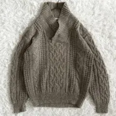 MONTAUK GEAR【M】ケーブルニット　セーター　くるみボタン　ブラウン
