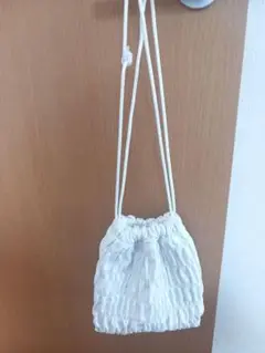 WEGO ホワイトギャザー巾着バッグ