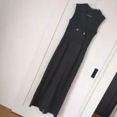 リゼクシー　ブラックダブルブレスト　ロングサロペット