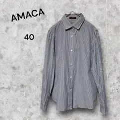 AMACA アマカ　ストライプ 長袖シャツ サイズ40 コットン