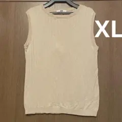 ユニクロ UVカットワイドリブノースリーブセーター XL ベージュ　UNIQLO