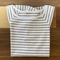 【即発送】美品 KBF スクエアネック 半袖Tシャツ ボーダー パフスリ