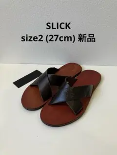 SLICK スリック　牛革　リアルレザーサンダル　ブラウン　27cm 新品