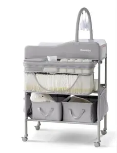 未使用品☆Sweeby ベビーベッド 高さ調整可能 グレー