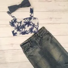 ヤシの木柄 ビスチェ