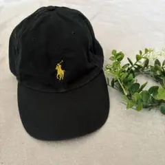 POLO ポロ ラルフローレン キャップ 黒 ブラック ポニー イエロー