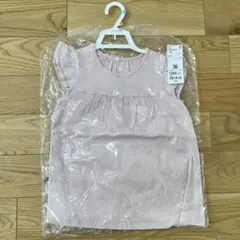 【新品未使用】ユニクロ　フリルスリーブ Tシャツ　 ピンク　110サイズ
