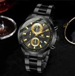 e09♩新品 SHAARMS 腕時計メンズ ラグジュアリー 黒金 T27