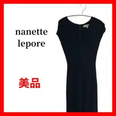 nanette lepore ブラックワンピース ラップ風デザイン B1869