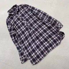 Gap チェック柄 ロングシャツ パープルL