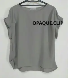 OPAQUE.CLIP　半袖ブラウス　くすみグリーン　袖フリル　袖タック　Ｍ