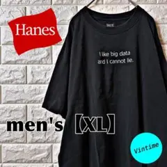 AH206【Hanes】プリントTシャツ【メンズXL】ブラック