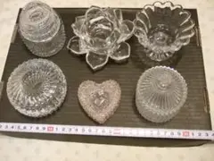 ガラス製品　6個セット　キャニスター　小物入れ　キャンドル