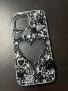 iPhone15 デコ電 黒 y2k ゴシック