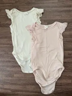 H&M ロンパース　2枚セット　白/ピンク　80