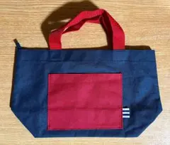 ランチ・トートバッグ　ミニ・エコバッグ　サブバッグ　紺＆赤　ナイロン製