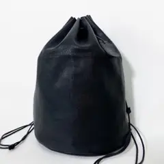 【美品✨希少】REN リュック 巾着 シボ革 A4可 オールレザー 黒 男女兼用