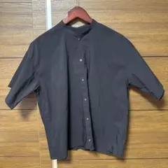 無印良品　半袖スタンドカラーシャツ　レディースM-L スナップボタン