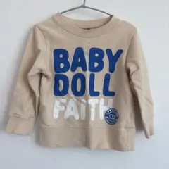 BABY DOLL プリントトレーナー(100)白色 ロゴ 長袖 スウェット