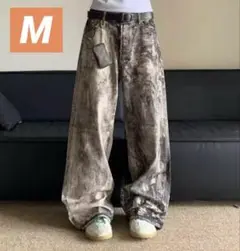 ウォッシュドデニム リアルツリー M バギーパンツ ワイドパンツ カモフラ