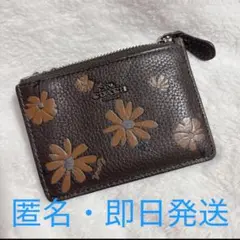 COACH 花柄 コインケース ダークブラウン