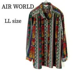 AIR WORLD シャツ 柄シャツ 長袖 花柄 肩落ち オーバーサイズ LL