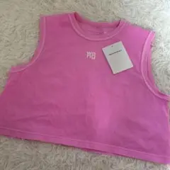 ALEXANDER WANG ピンク　タンクトップ　クロップド丈　ロゴ　トップス