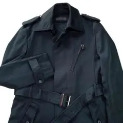 MORGAN HOMME モルガンオム ブラックチェック トレンチコート S 黒