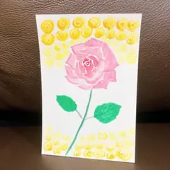 水彩画　花　バラ　薔薇　癒やし　ハガキサイズ