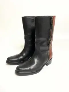 極美品▱コーチ▱ブーツ▱2021▱レザーブーツ▱黒ブーツ▱サイドジップ▱革靴▱赤