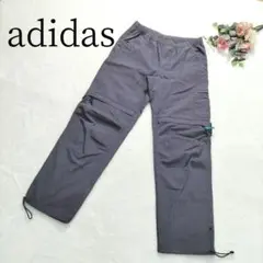 【アディダス】メンズ カーゴパンツ グレー ウエストゴム 紐付き サイズS