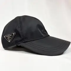 PRADA プラダ　黒 ベースボールキャップ　帽子 三角ロゴ　ブラック　Ｍサイズ