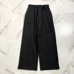 A17372 クリスチャンダダ ウールギャバサルエルワイドイージーパンツ 黒46