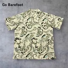 【269】GoBarefoot開襟シャツコットンシャツ半袖USAオフホワイトL