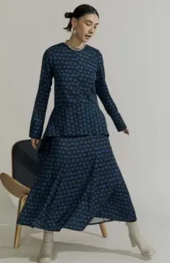 UN3D.アンスリードRAMDOM DOT PEPLUM OPドットワンピースS