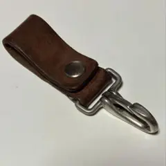 ブラウンレザー キーホルダー メタルフック付き