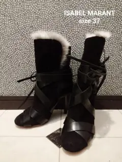ISABEL MARANT イザベルマラン ラビットファー付レザーベルトブーツ