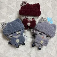 【キラパープル×リボン】 にじぱぺっと ネコ耳 ニット帽 ぬい服 ぬい帽子