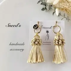 ▪タッセルチャーム×ゴールドフープ＆メタルチャームピアス／イヤリング1点のみ